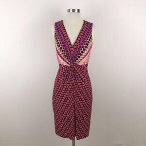 Donna Morgan Womens Dress Size 6 Knot Waist Empire Sleeveless Patterned NWOT
